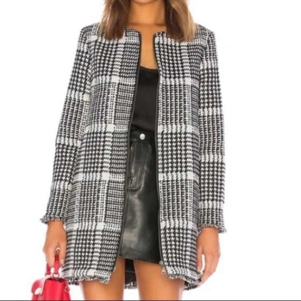 Cupcakes and Cashmere Fernando Herringbone Plaid Coat